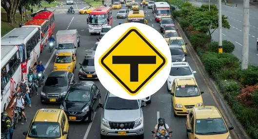Fotos de tráfico y símbolo vial, en nota de qué significa la señal en forma de T que se ve en carreteras