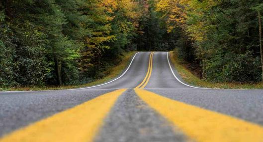 Foto de carretera, en nota de cuál es la diferencia entre una línea amarilla y doble línea amarilla en la vía