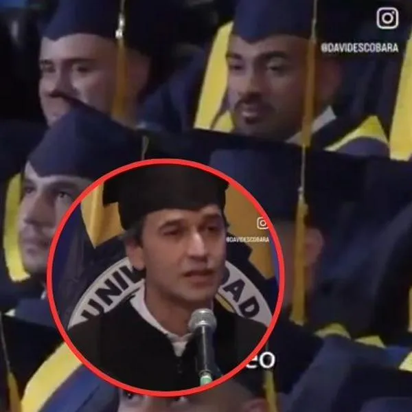 Momento en el que David Escobar, director de Comfama, les deseó fracasos a los estudiantes graduados de la Universidad Eafit. Video se hizo viral