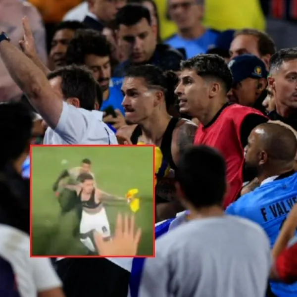 Darwin Núñez, en la pelea con hinchas de la Selección Colombia, intentó darle con una silla a los simpatizantes.