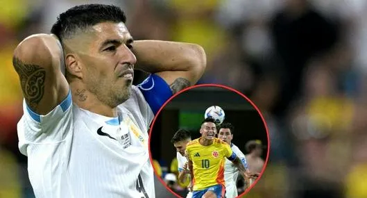 Luis Suárez le dio abrazo a James Rodríguez al final del partido Colombia Uruguay