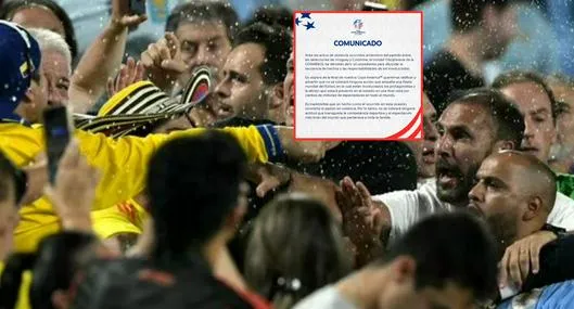 Conmebol se pronunció tras pelea de hinchada colombiana con Uruguay en Copa América