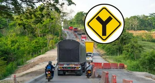 Foto de vías y señales, en nota de qué significa la señal en forma de Y en carreteras de Colombia y qué hacer al verla