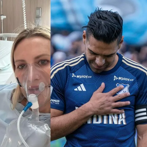 Falcao, su esposa Lorelei Tarón y una de sus hijas