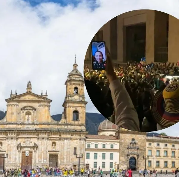 Venezolanos llenaron la Plaza de Bolívar en Bogotá.