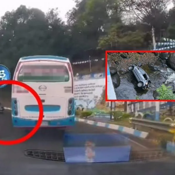 Fuerte accidente de tránsito terminó con carro en un río; chocó con un bus