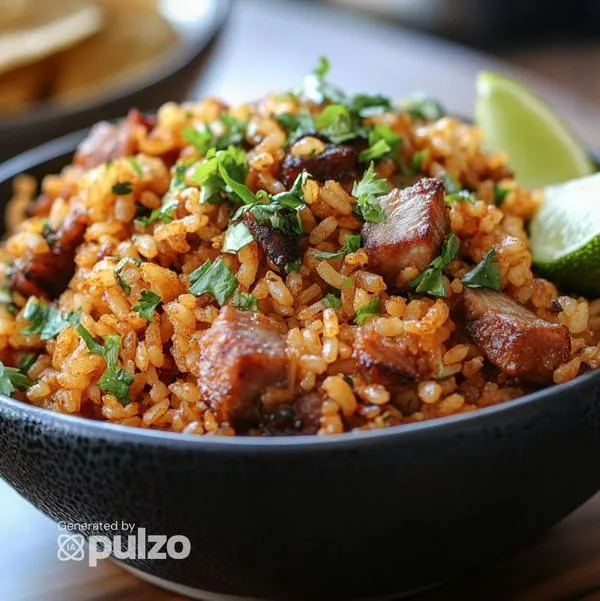 Pasos para preparar arroz con chicharrón en casa. Conozca la receta completa con los ingredientes.