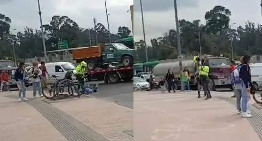 Policía de tránsito en Bogotá agarró a puñetazos y con su casco a 2 peatones