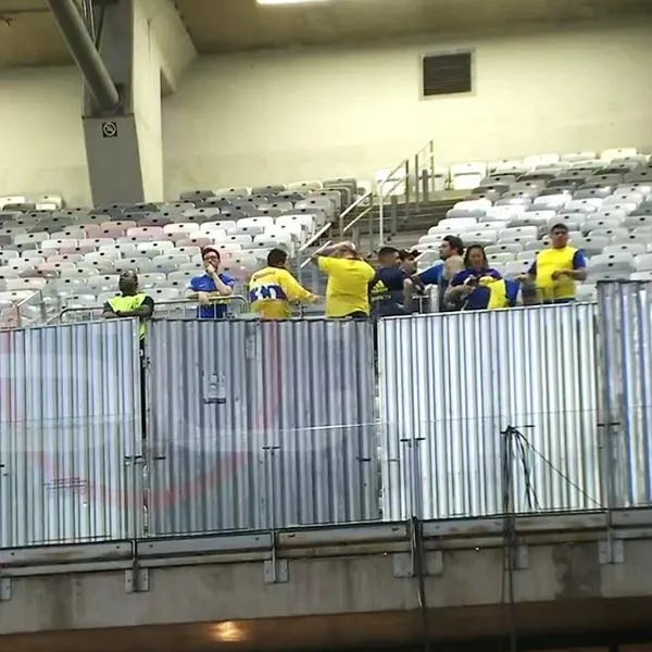 Tribuna de Boca Juniors, que fue tapada con latas en Sudamericana ante Cruzeiro de Brasil