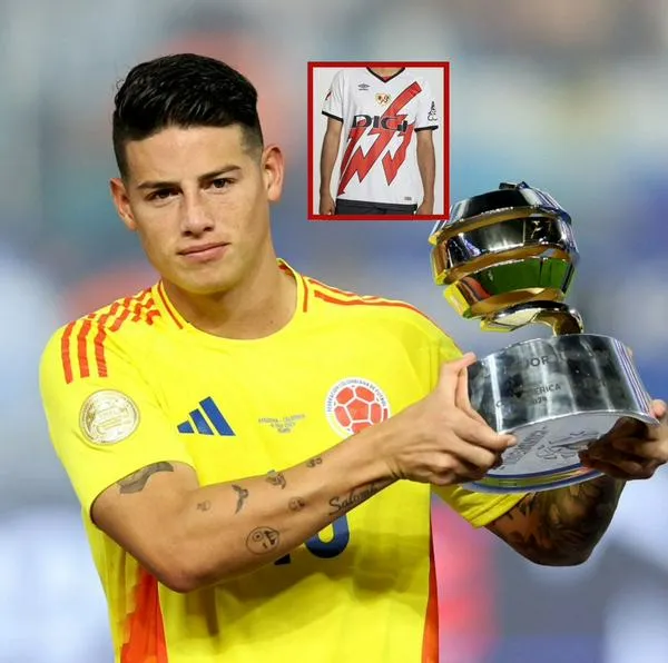 Así sería la camiseta de James Rodríguez en Rayo Vallecano. 