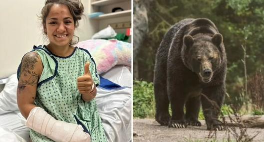 En Canadá, una joven madre fue atacada por un gigante oso grizzly mientras sacaba a su perro: tuvo que fingir su muerte para sobrevivir.