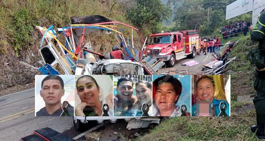 Lista de fallecidos en accidente de chiva aumentó a 8: hay fotos de las víctimas