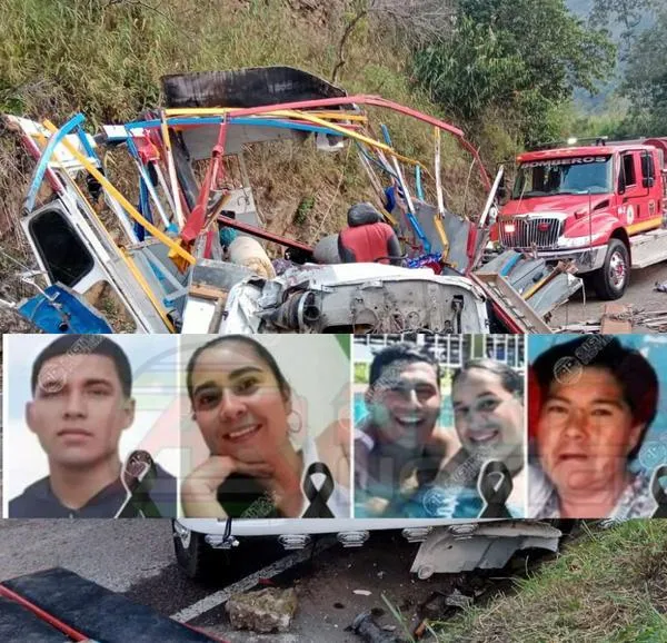 Lista de fallecidos en accidente de chiva aumentó a 8: hay fotos de las víctimas