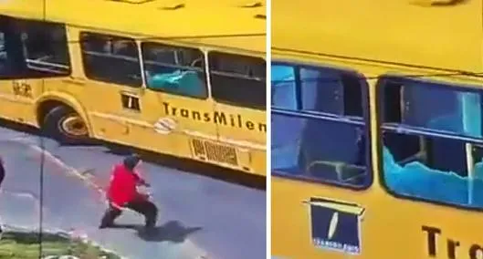 Video | Manifestantes atacaron con piedras un bus del Sitp en el norte de Bogotá