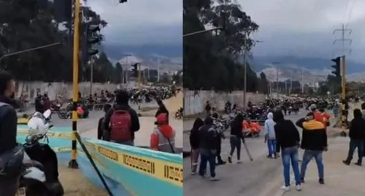 Paro de camioneros en Bogotá: video de motociclistas en el que se enfrentan a piedra por bloqueos en la avenida Boyacá este 5 de septiembre.