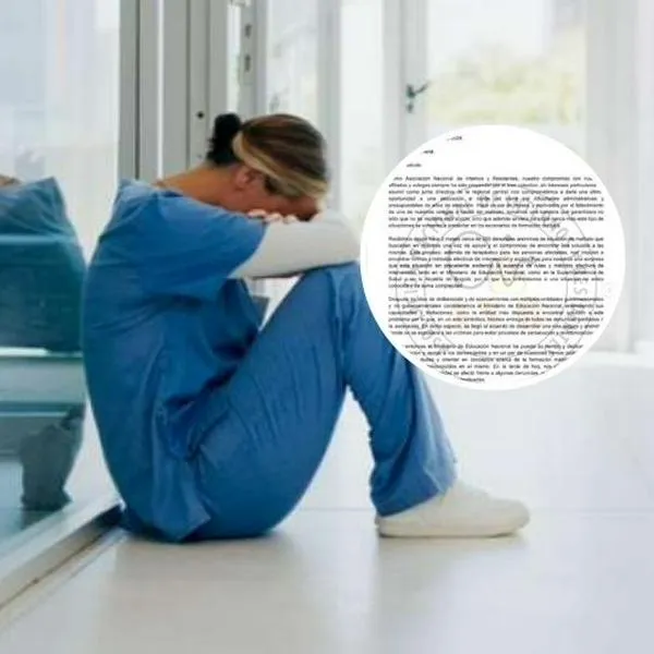 Foto de médica triste, en nota de filtración de denuncias anónimas de maltrato a residentes; Mineducación, alerta