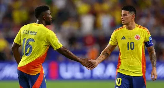 Formación Selección Colombia vs. Perú Eliminatorias: James Rodríguez y Luis Díaz