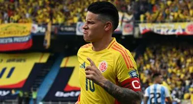 Foto de James Rodríguez, en nota de Colombia ante Argentina hizo historia en Eliminatorias por registro primera vez