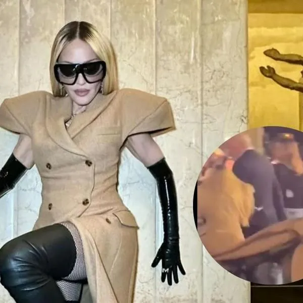 En video: Madonna casi resulta en el piso por un mal paso