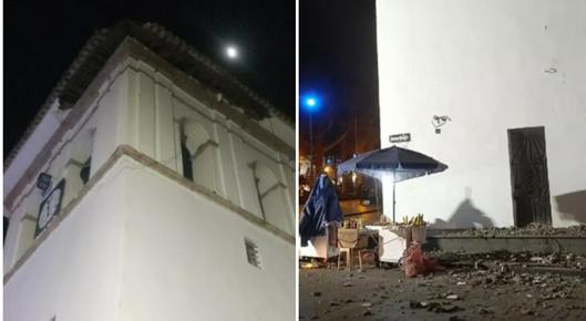 Atención, hoy, en Popayán se registró un grave accidente por la caida de la cornisa y techo del reloj de la iglesia en el que 3 personas resultaron heridas