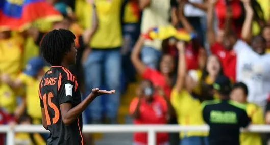 Celebración de Karla Torres para el 2-1 parcial entre Colombia vs. Países Bajos por el Mundial Femenino Sub-20