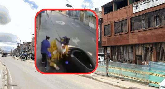 Aparece video de conductor que casi atropella a vendedora de tintos en Bogotá. Le destruyó su puesto de ventas ambulante a la humilde mujer. 