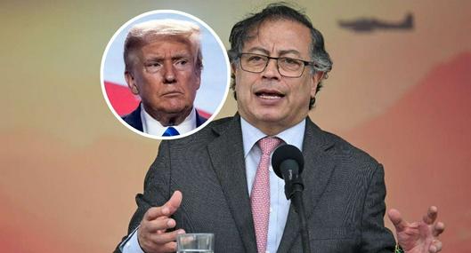 Fotos de Gustavo Petro y Donald Trump, en nota de que el presidente de Colombia pulló al expresidente estadounidense de terrorismo al hablar de haitianos y perros