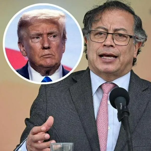 Fotos de Gustavo Petro y Donald Trump, en nota de que el presidente de Colombia pulló al expresidente estadounidense de terrorismo al hablar de haitianos y perros