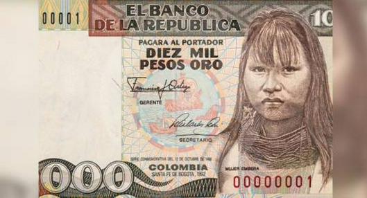 Banco de la República se pronunció tras la denuncia de mujer emberá que aseguró salir en el billete de $10.000 sin su consentimiento 