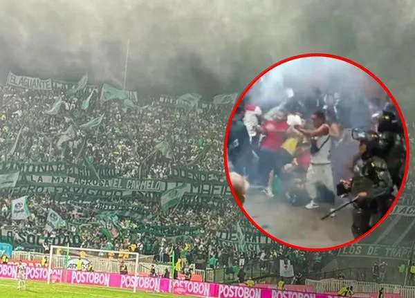 Pelea de hinchas de Nacional vs. Junior.