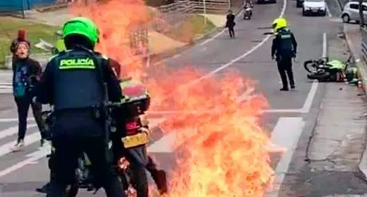 Universidad Distrital hoy: encapuchados intentaron quemar a dos uniformados