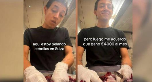 Colombiano que trabaja en Suiza pelando cebollas y cuenta cuánto dinero gana. Es mucha plata y video se hizo viral