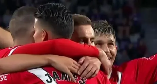 James Rodríguez, celebrando con el Rayo Vallecano