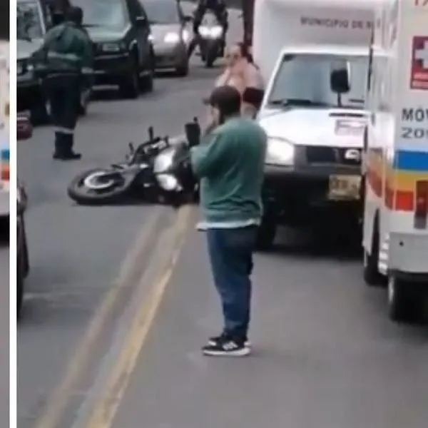 Accidente de tránsito en la vía Ubaté-Zipaquirá, Cundinamarca, donde una pareja de motociclistas murieron al caerse. Hay un camión involucrado.