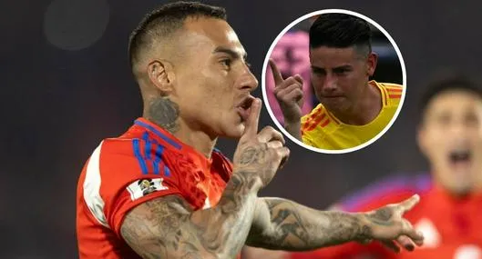 Foto de Eduardo Vargas y James Rodríguez, en nota de qué se reveló antes de Colombia vs Chile en Barranquilla: dura pelea en camerino