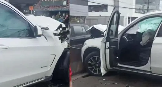 Accidente de tránsito frente a Centro Chía, entre bus y camioneta; hay trancón