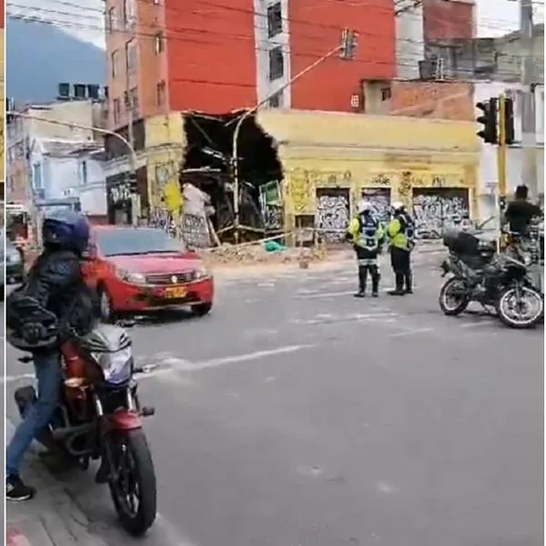 Pared de negocio se cayó en Bogotá y ciudadanas se las dieron de reporteras para dar la noticia: video es viral