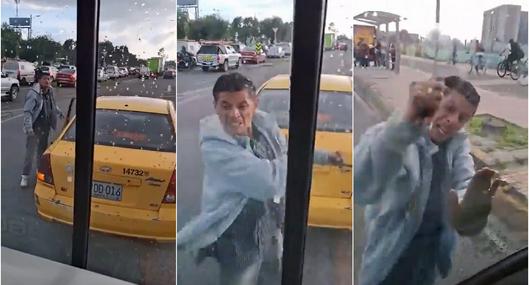 Taxista en Bogotá atacó bus del SITP con cuchillo: video es viral en redes