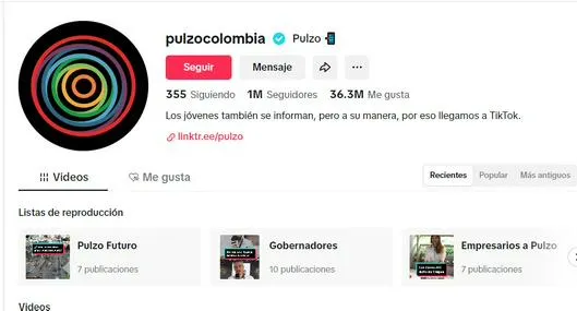 Pulzo llegó a un millón de seguidores en Tiktok.