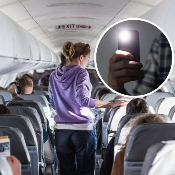 Foto de avión y teléfono, en nota de qué celulares no pueden viajar en avión: estas son características específicas