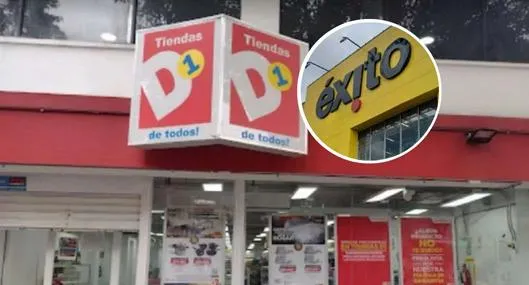 Fotos de D1 y Éxito, en nota de cuál es el D1 más grande de Colombia: está en centro comercial y Éxito lo supera