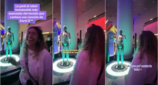 Joven le pidió al robot Ameca que cantara una canción de Karol G y su reacción asombra