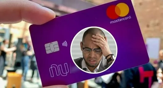 Foto de Nubank y hombre preocupado, en nota de Nubank expuso cómo bloquear tarjetas de crédito y debito: ideal para despistados