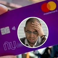 Foto de Nubank y hombre preocupado, en nota de Nubank expuso cómo bloquear tarjetas de crédito y debito: ideal para despistados