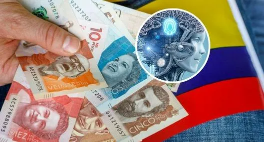 Foto de dinero colombiano y robot, en nota de cuál será el salario mínimo para 2025 en Colombia, según inteligencia artificial