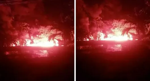 Ataque a oleoducto en Barrancabermeja hoy desató incendio y derrame de petróleo