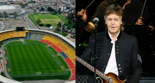 Collage de fotografías del estadio El Campín y Paul McCartney en concierto