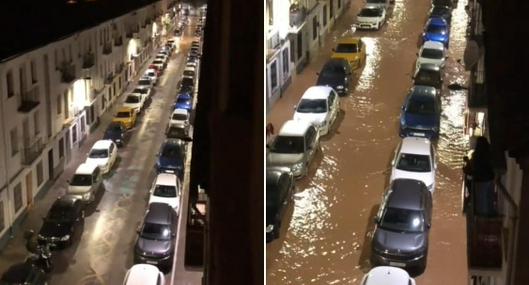 Colombiana en España grabó desde que el agua empezó a llegar e inundó la calle donde reside, tras devastadora tormenta