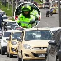 Foto de carros y Policía, en nota de qué pasa si alguien se fuga de un retén de tránsito en Colombia: multa es fuerte