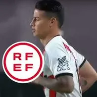 Fotos de James Rodríguez y RFEF, en nota de que Rayo Vallecano, de James Rodríguez, no jugará en España por medida luego de Dana